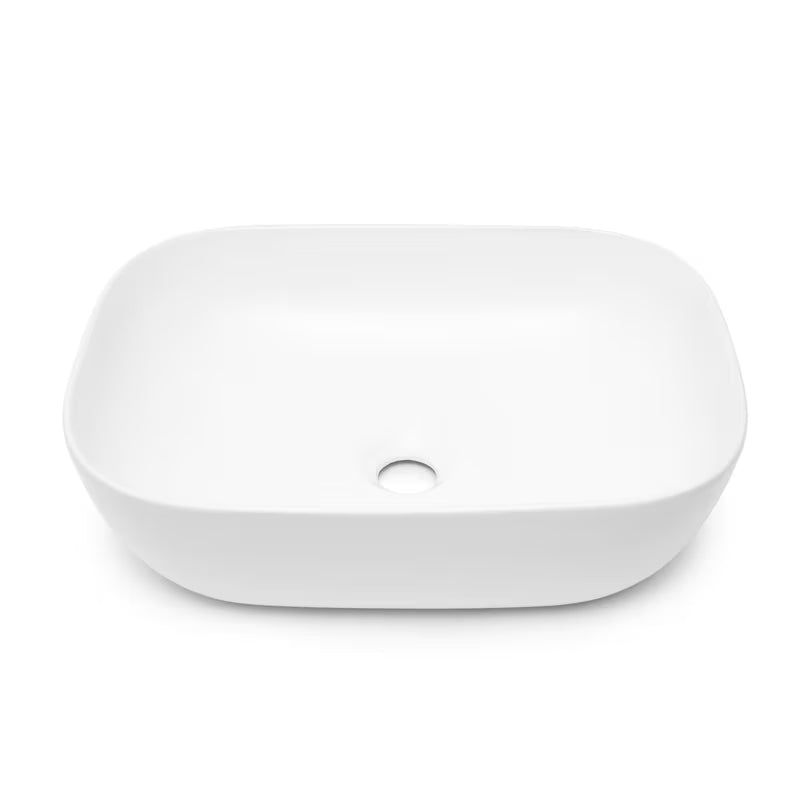 Mat bijeli keramički umivaonik na ploču SAT Infinitio bez preljeva dimenzija 45,5x32,5 cm.