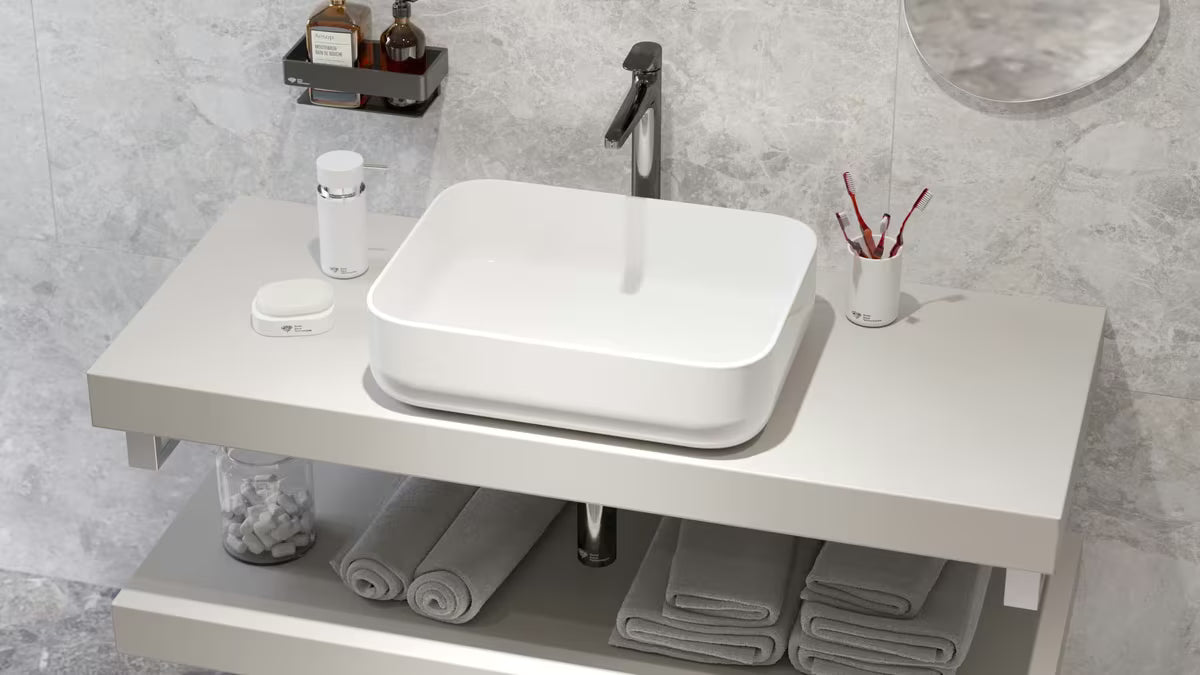 Bijeli keramički ovalni umivaonik na ploču SAT Infinitio bez preljeva 50 x 39 cm