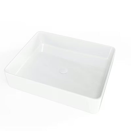 Sjajno bijeli keramički umivaonik na ploču SAT Infinitio 50x40 cm bez preljeva.