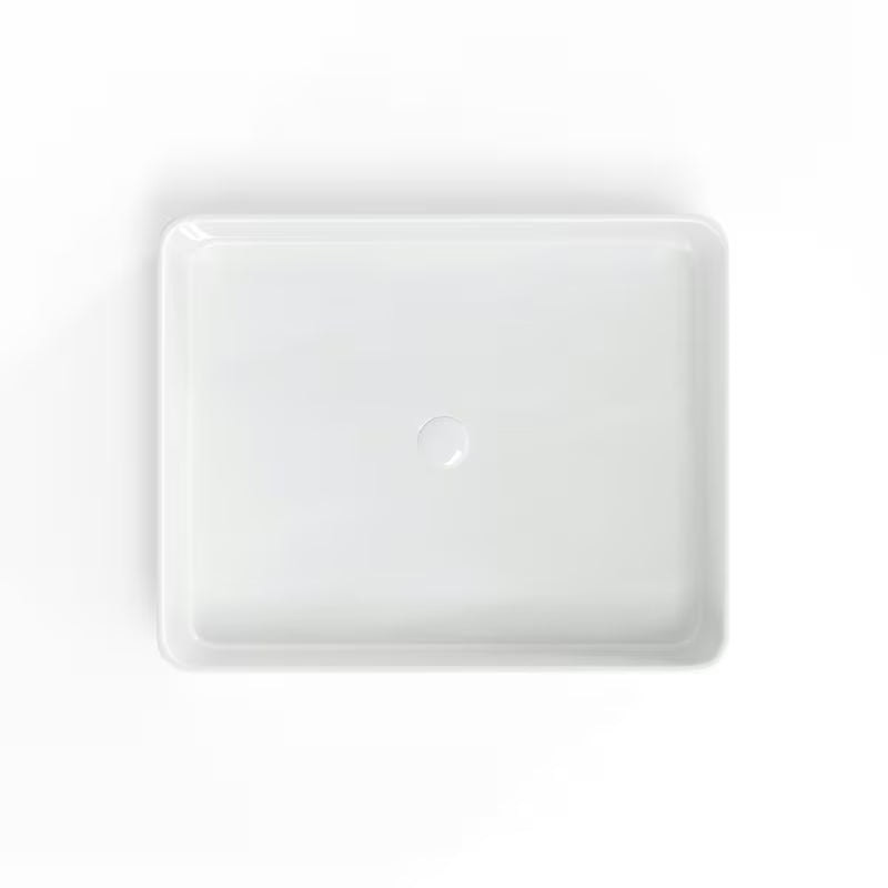Sjajno bijeli keramički umivaonik na ploču SAT Infinitio 50x40 cm bez preljeva.