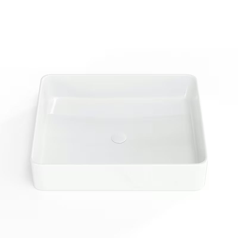 Sjajno bijeli keramički umivaonik na ploču SAT Infinitio 50x40 cm bez preljeva.
