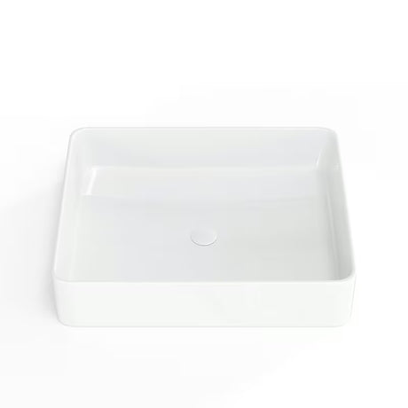 Sjajno bijeli keramički umivaonik na ploču SAT Infinitio 50x40 cm bez preljeva.