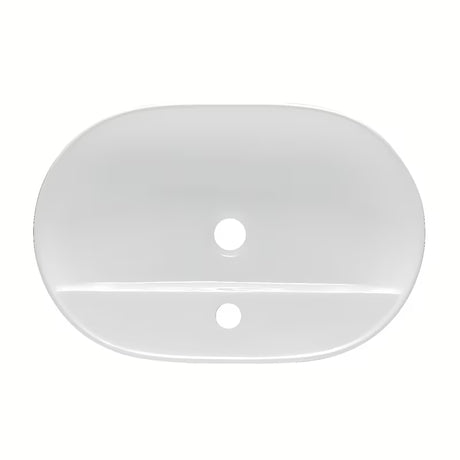 Bijeli keramički ovalni umivaonik na ploču SAT Infinitio 60 x 40 cm bez preljeva s otvorom za pro slavinu