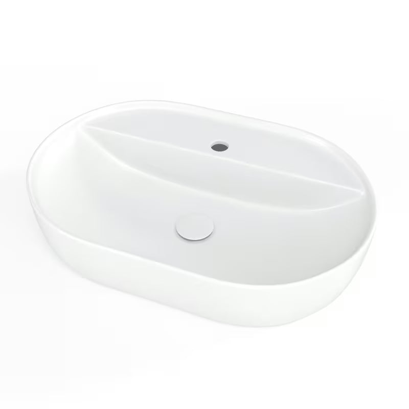 Mat bijeli keramički umivaonik na ploču SAT Infinitio 60x40 cm bez preljeva