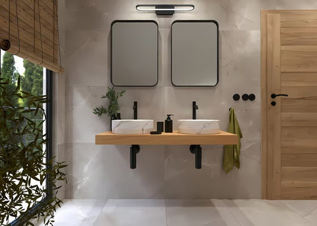 Mat umivaonik na ploču SAT Infinitio 39x39 cm u dizajnu bijelog mramora bez preljeva