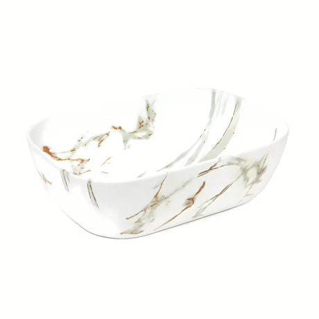 SAT Infinitio umivaonik na ploču bez preljeva u mat bijeloj boji s mramornim dizajnom, 45,5x32,5 cm