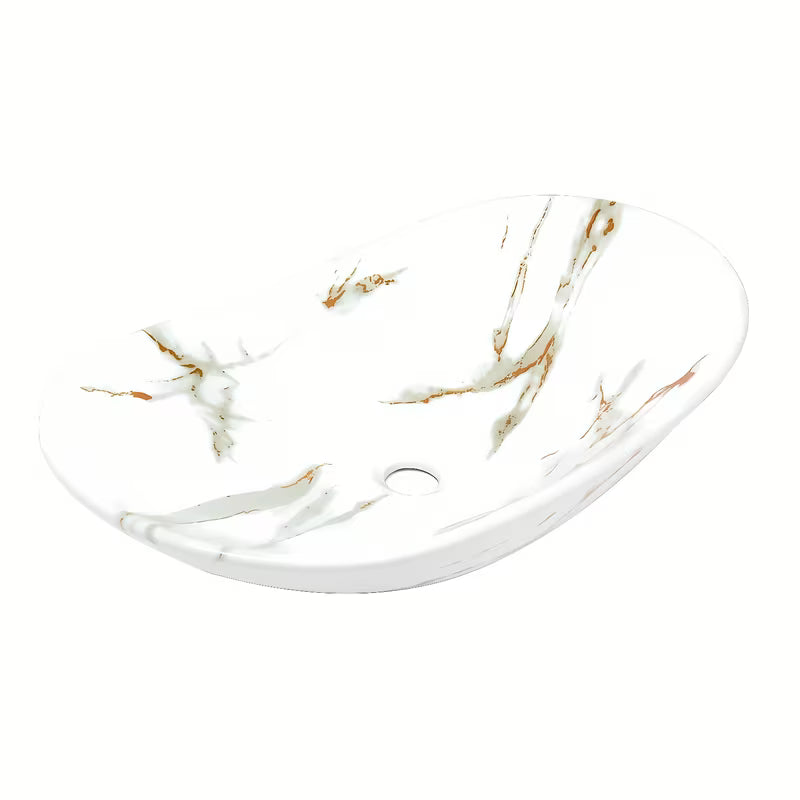 SAT Infinitio umivaonik na ploču bez preljeva u bijeloj mat boji s imitacijom mramora 61,5x36 cm