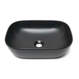Mat crni keramički umivaonik na ploču SAT Infinitio bez preljeva, ovalnog oblika, 45,5x32,5 cm.