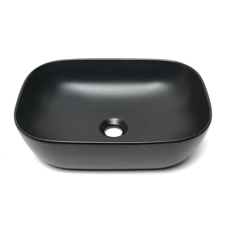 Mat crni keramički umivaonik na ploču SAT Infinitio bez preljeva, ovalnog oblika, 45,5x32,5 cm.