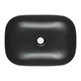 Mat crni keramički umivaonik na ploču SAT Infinitio bez preljeva, ovalnog oblika, 45,5x32,5 cm.