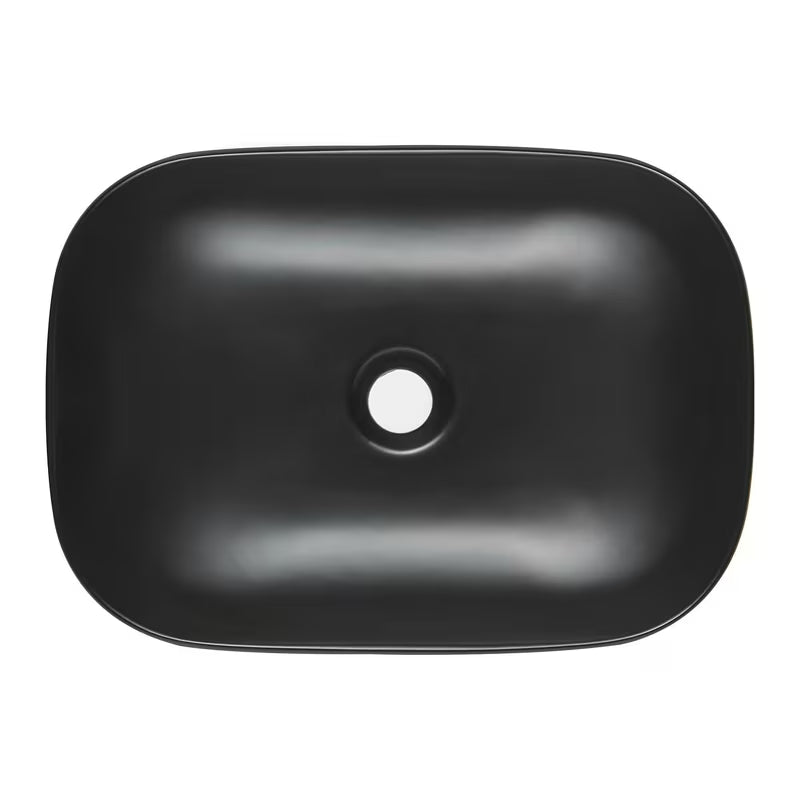 Mat crni keramički umivaonik na ploču SAT Infinitio bez preljeva, ovalnog oblika, 45,5x32,5 cm.