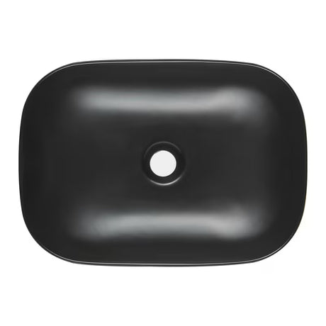 Mat crni keramički umivaonik na ploču SAT Infinitio bez preljeva, ovalnog oblika, 45,5x32,5 cm.