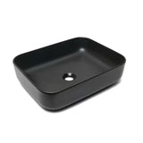 Mat crni keramički umivaonik na ploču SAT Infinitio bez preljeva, 50x39 cm