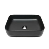 Mat crni keramički umivaonik na ploču SAT Infinitio bez preljeva, 50x39 cm