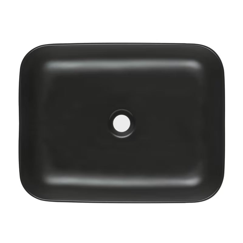 Mat crni keramički umivaonik na ploču SAT Infinitio bez preljeva, 50x39 cm