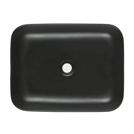 Mat crni keramički umivaonik na ploču SAT Infinitio bez preljeva, 50x39 cm