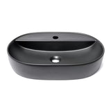 Mat crni keramički umivaonik na ploču SAT Infinitio 60x40 cm bez preljeva s otvorom za pro slavinu