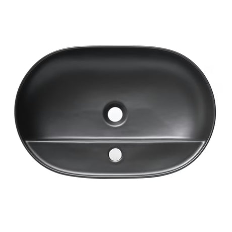Mat crni keramički umivaonik na ploču SAT Infinitio 60x40 cm bez preljeva s otvorom za pro slavinu