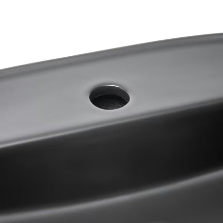 Mat crni keramički umivaonik na ploču SAT Infinitio 60x40 cm bez preljeva s otvorom za pro slavinu