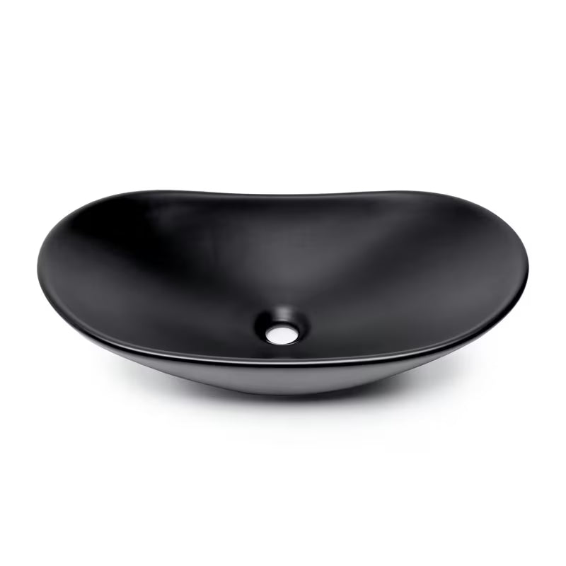 Mat crni keramički umivaonik na ploču SAT Infinitio bez preljeva 61,5x36 cm