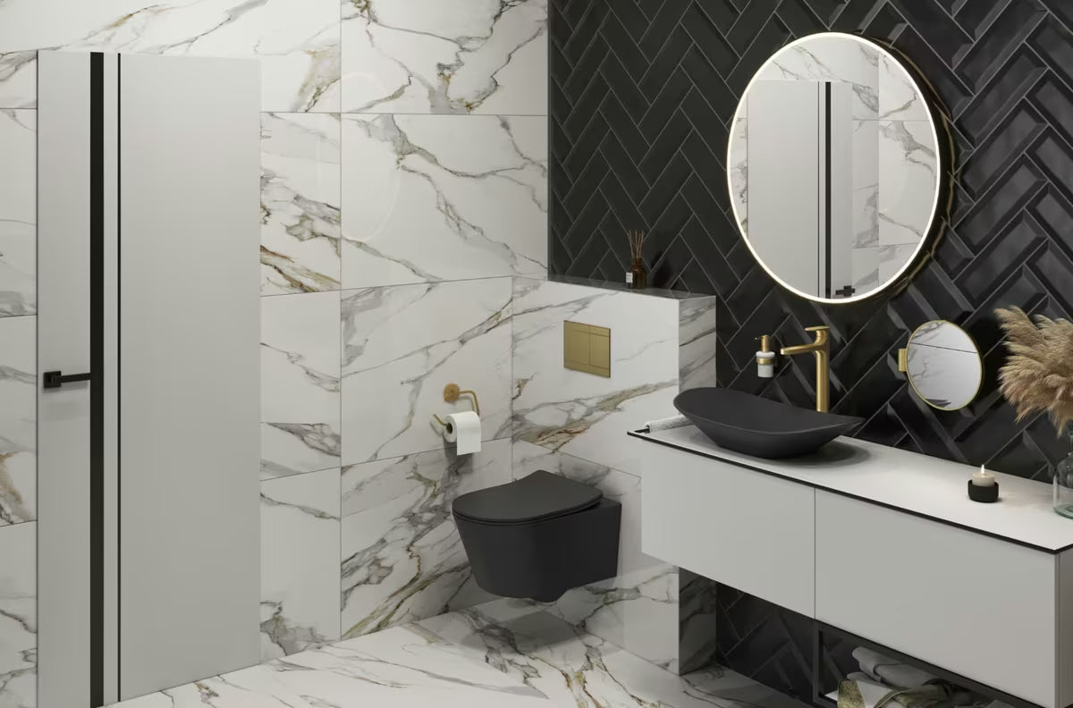 Mat crni keramički umivaonik na ploču SAT Infinitio bez preljeva 61,5x36 cm