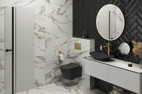 Mat crni keramički umivaonik na ploču SAT Infinitio bez preljeva 61,5x36 cm