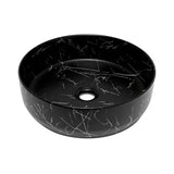 Mat umivaonik na ploču SAT Infinitio 39x39 cm u crnom mramornom dizajnu bez preljeva.