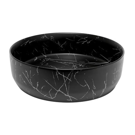 Mat umivaonik na ploču SAT Infinitio 39x39 cm u crnom mramornom dizajnu bez preljeva.