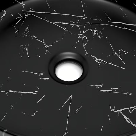 Mat umivaonik na ploču SAT Infinitio 39x39 cm u crnom mramornom dizajnu bez preljeva.