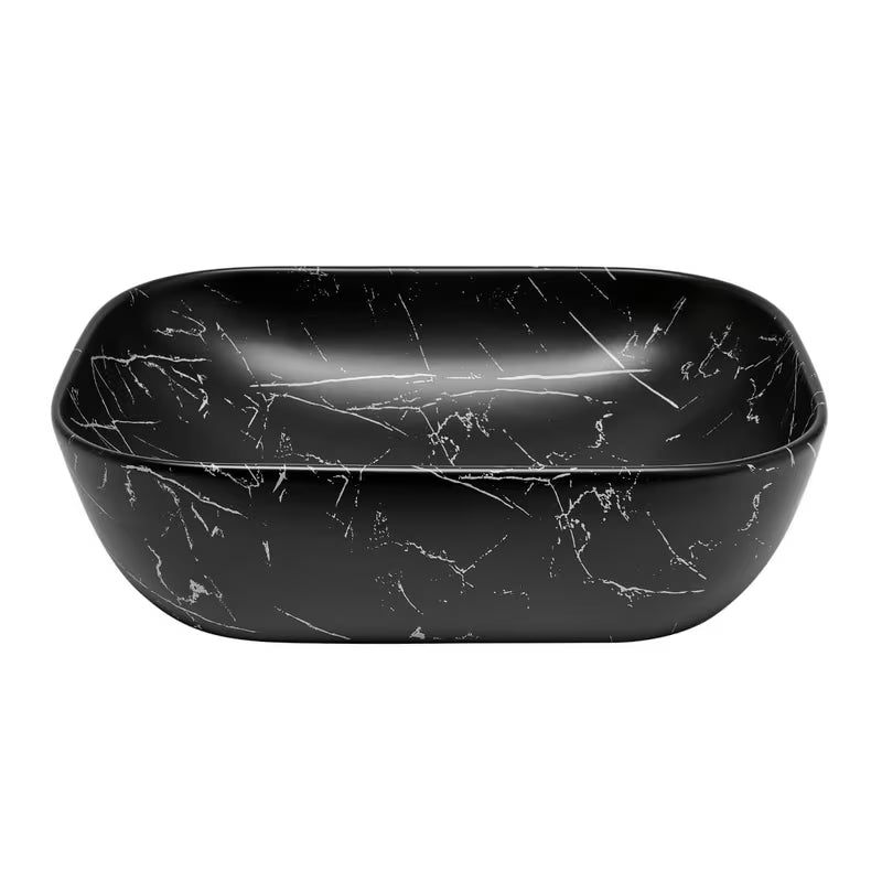 Umivaonik na ploču SAT Infinitio bez preljeva u mat crnom mramornom dizajnu 45,5x32,5 cm.