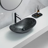 Umivaonik na ploču SAT Infinitio bez preljeva u crnom mat dekoru mramora 61,5x36 cm