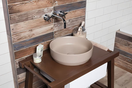 Mat smeđi keramički umivaonik na ploču SAT Infinitio 39x39 cm bez preljeva