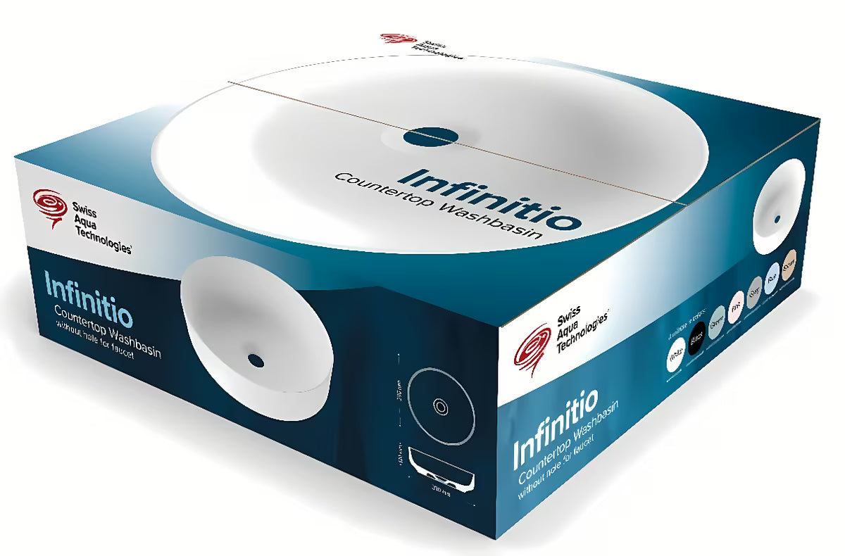 Mat plavi keramički umivaonik na ploču SAT Infinitio 39x39 cm bez preljeva