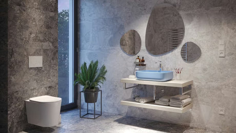 SAT Infinitio keramički umivaonik na ploču bez preljeva 50x39 cm u mat plavoj boji