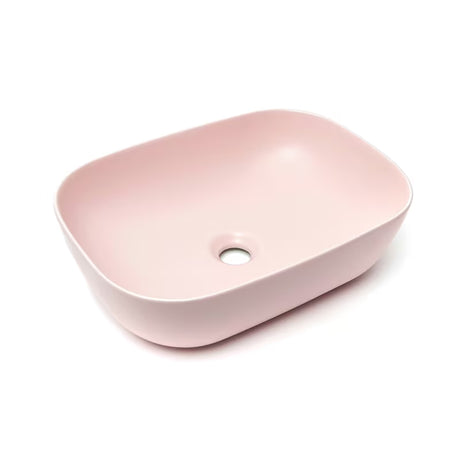 Mat ružičasti keramički umivaonik na ploču SAT Infinitio bez preljeva, ovalni oblik, 45,5x32,5 cm.