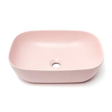 Mat ružičasti keramički umivaonik na ploču SAT Infinitio bez preljeva, ovalni oblik, 45,5x32,5 cm.