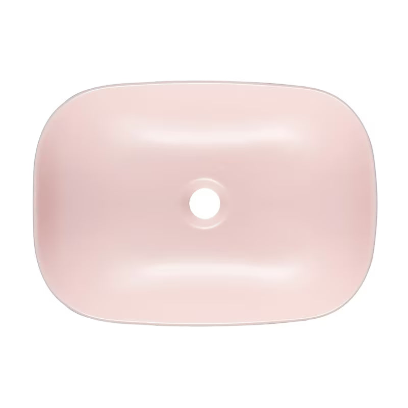 Mat ružičasti keramički umivaonik na ploču SAT Infinitio bez preljeva, ovalni oblik, 45,5x32,5 cm.