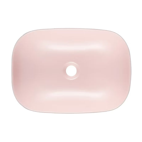 Mat ružičasti keramički umivaonik na ploču SAT Infinitio bez preljeva, ovalni oblik, 45,5x32,5 cm.