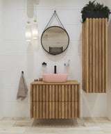 Mat ružičasti keramički umivaonik na ploču SAT Infinitio bez preljeva, ovalni oblik, 45,5x32,5 cm.