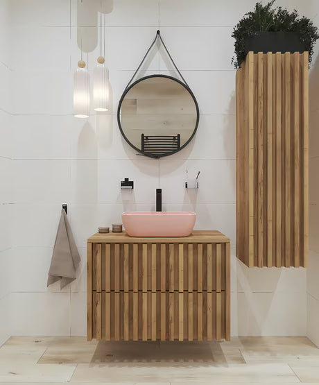 Mat ružičasti keramički umivaonik na ploču SAT Infinitio bez preljeva, ovalni oblik, 45,5x32,5 cm.