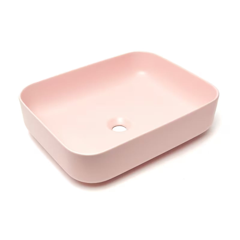 SAT Infinitio keramički umivaonik na ploču 50x39 cm u mat ružičastoj boji, bez preljeva.