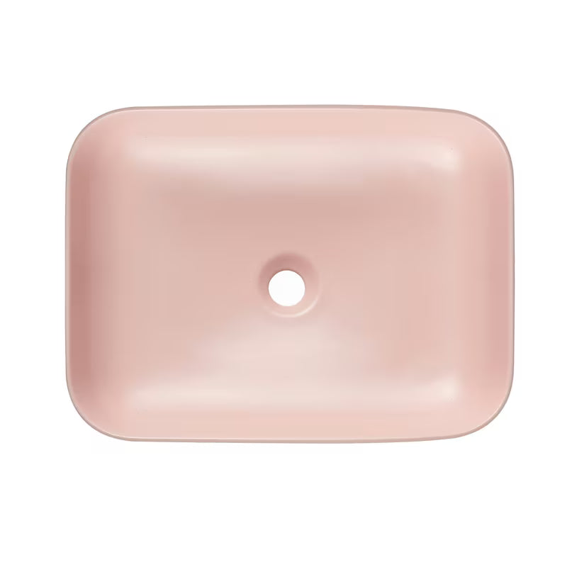 SAT Infinitio keramički umivaonik na ploču 50x39 cm u mat ružičastoj boji, bez preljeva.