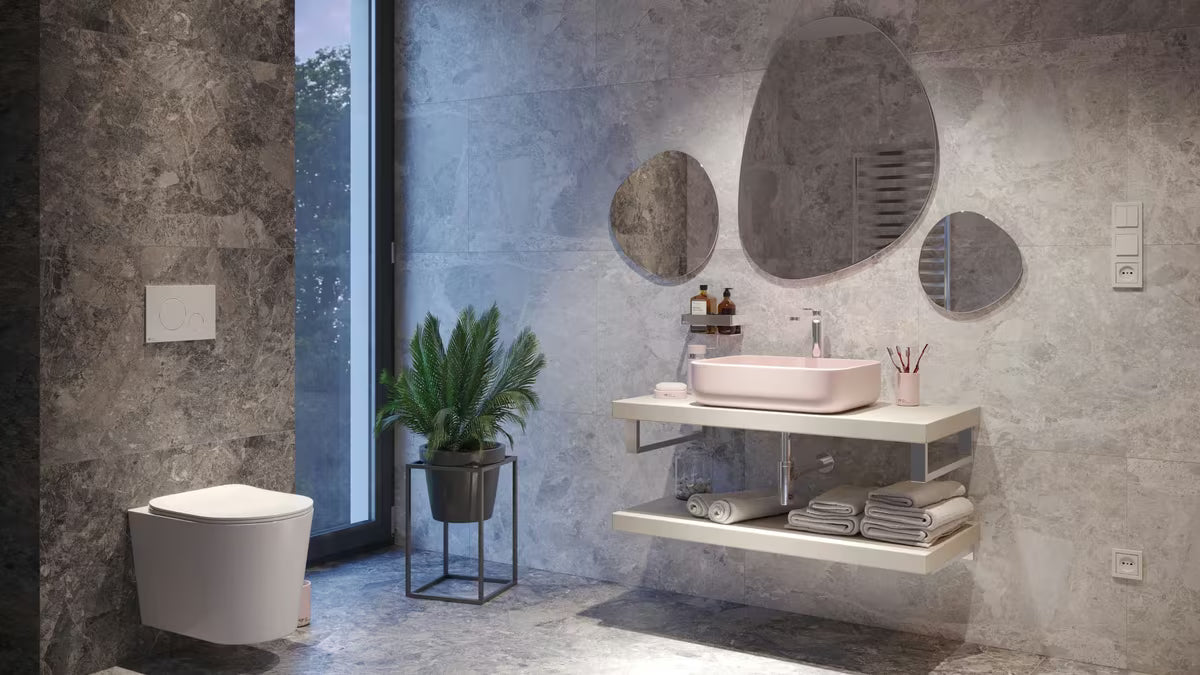 SAT Infinitio keramički umivaonik na ploču 50x39 cm u mat ružičastoj boji, bez preljeva.