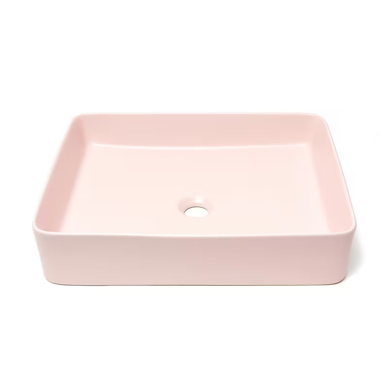 Mat ružičasti keramički umivaonik na ploču SAT Infinitio bez preljeva dimenzija 50x40 cm.
