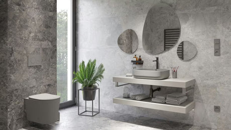 SAT Infinitio keramički umivaonik na ploču bez preljeva u tamnozelenoj mat boji, 45,5x32,5 cm.