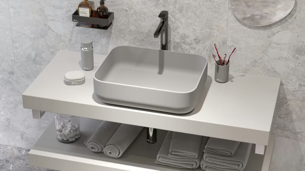 SAT Infinitio keramički umivaonik na ploču bez preljeva u tamnozelenoj mat boji, 45,5x32,5 cm.