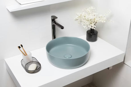 Mat smeđi keramički umivaonik na ploču SAT Infinitio 39x39 cm bez preljeva