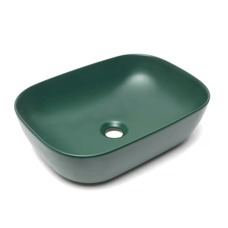 SAT Infinitio keramički umivaonik na ploču bez preljeva u tamnozelenoj mat boji, 45,5x32,5 cm.