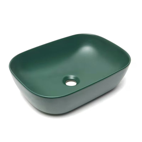 SAT Infinitio keramički umivaonik na ploču bez preljeva u tamnozelenoj mat boji, 45,5x32,5 cm.