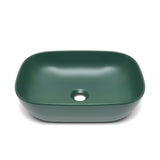 SAT Infinitio keramički umivaonik na ploču bez preljeva u tamnozelenoj mat boji, 45,5x32,5 cm.